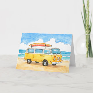 Cartão de Saudação de Praia Furgão Salty Surfer