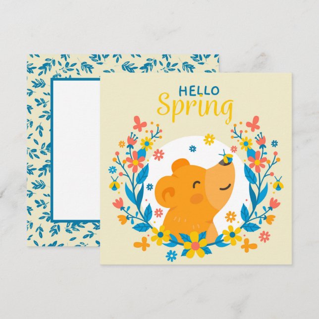 Cartão de Saudação de Primavera Bear (Frente/Verso)