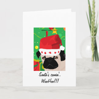 Cartão de Saudação de Pug de Natal
