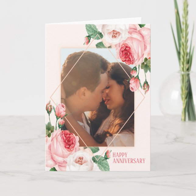 Cartão de Saudação de Rosas de Aniversário Feliz F (Frente)