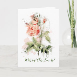 Cartão de Saudação de Rosas em Aquarela Shabby Chi