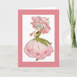 Cartão de Saudação de Senhora de Peony Rosa