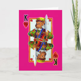 Cartão de Saudação de Teddy Bear King of Hearts