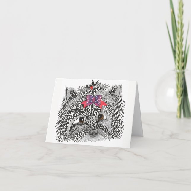 Cartão de saudação de Terrier Yorkshire, bonito e  (Frente)