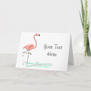 Cartão de saudação de texto Flamingo Ocean
