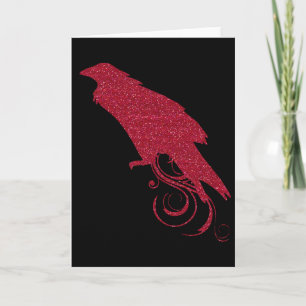 Cartão de Saudação de Textura de Raven Vermelho Ha
