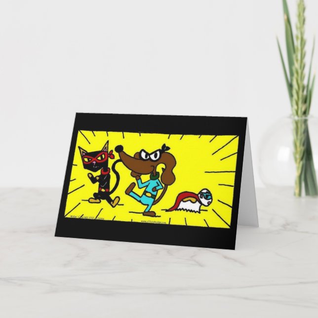 Cartão de Saudação de Trio Super Herói Midge (Frente)