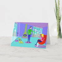 Cartão de Saudação de Vacinação de Esqui Retro Eng