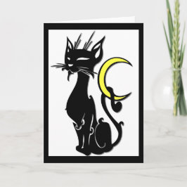Cartão de Saudação de Vazio Cat w/Lua
