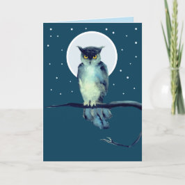 Cartão de Saudação de Vazio de Starry Owl Dobrado