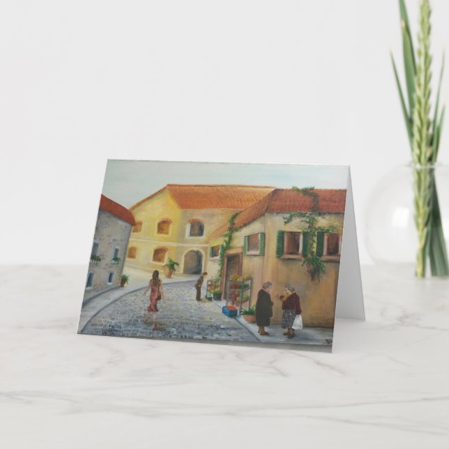 Cartão de saudação de vazio "No Mercado" (Frente)