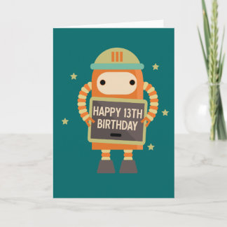 Cartão de saudação de Vintage Robot Birthday