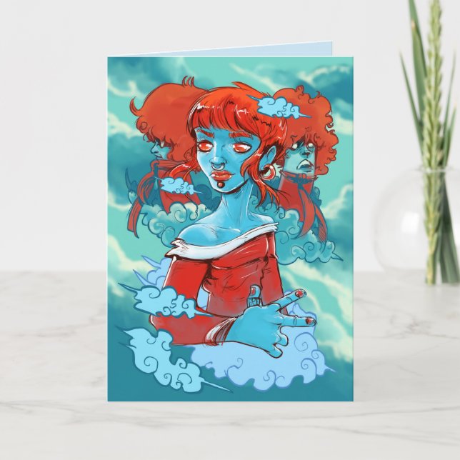 cartão de saudação de zombies em nuvem (Frente)