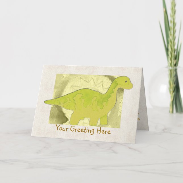 Cartão de Saudação Dinossauro Amarelo (Frente)