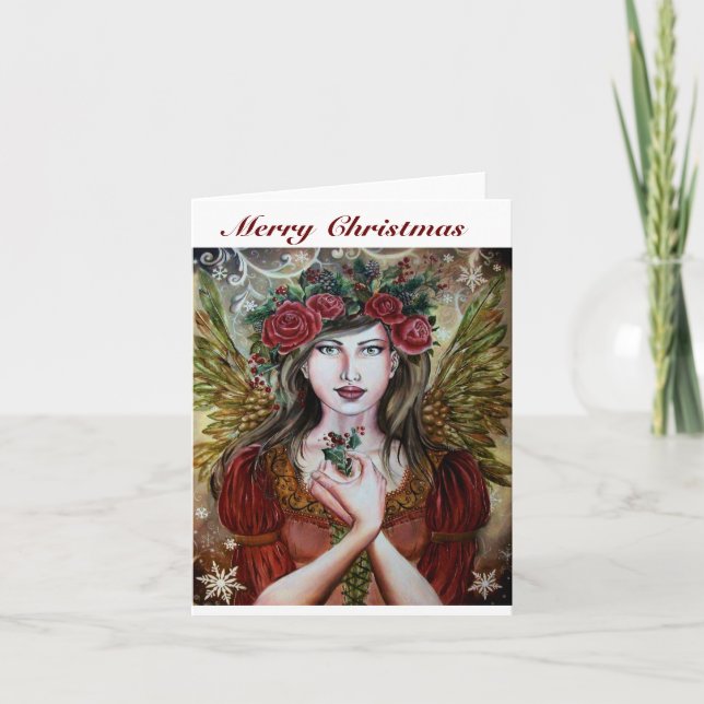 Cartão de saudação do anjo da Yule de Natal (Frente)