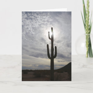 Cartão de Saudação do Arizona Saguaro Pôr do Sol