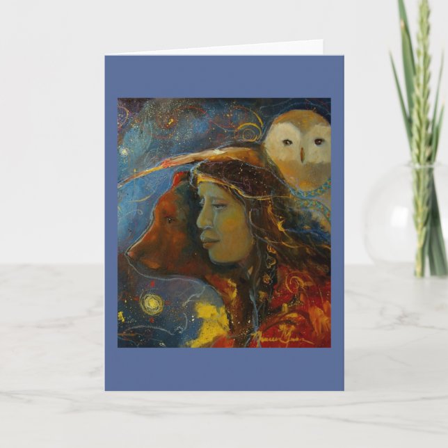 Cartão de Saudação do Bear Owl da Força Sabedoria (Frente)