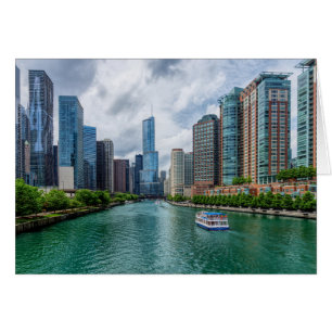 Cartão de Saudação do Chicago River e Trump Tow