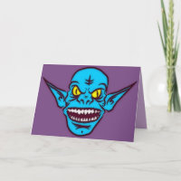 cartão de saudação do demônio do troll zombie azul