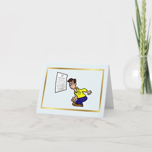 Cartão de Saudação do Dia da Optometria Engraçado  (Frente)