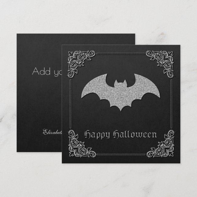 Cartão de Saudação do Dia das Bruxas do Bat da Lot (Frente/Verso)