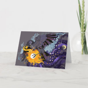 Cartão de Saudação do Folclore do Céu Raven