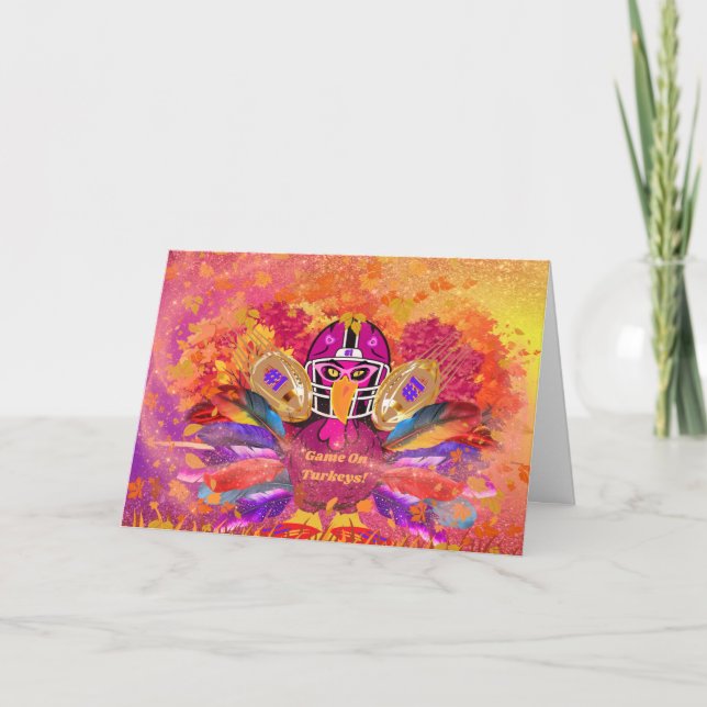 Cartão de Saudação do Game On Turkeys (Frente)
