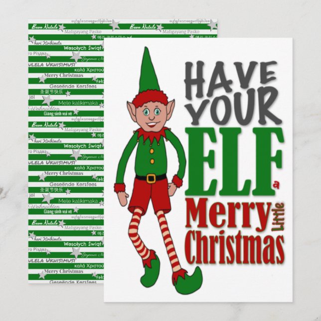 Cartão de Saudação do Garoto Elf de Natal (Frente/Verso)