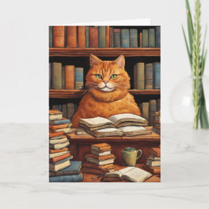 cartão de saudação do gato da biblioteca #1