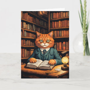 cartão de saudação do gato da biblioteca #7