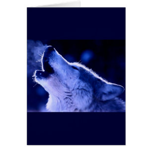 Cartão de Saudação do Lobo da Noite Azul e Howf