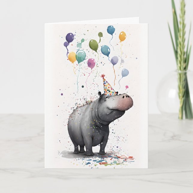 Cartão de Saudação do Partido Hippo (Frente)