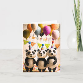 Cartão de Saudação do Partido Panda Feliz