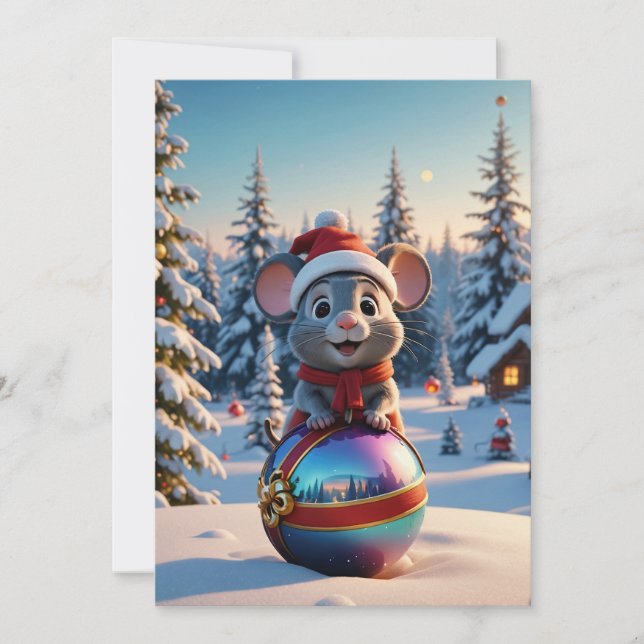 Cartão de Saudação do Rato de Natal (Frente)