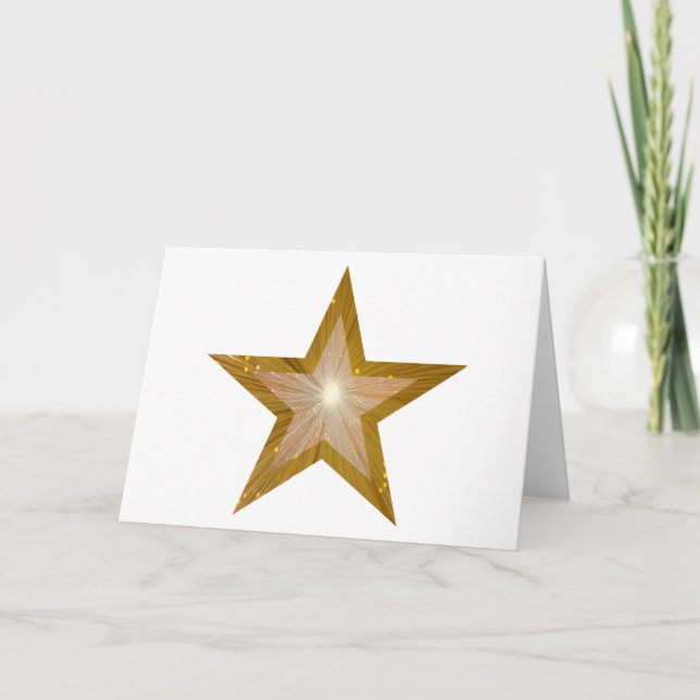 Cartão de saudação do Star Dourado branco (Frente)
