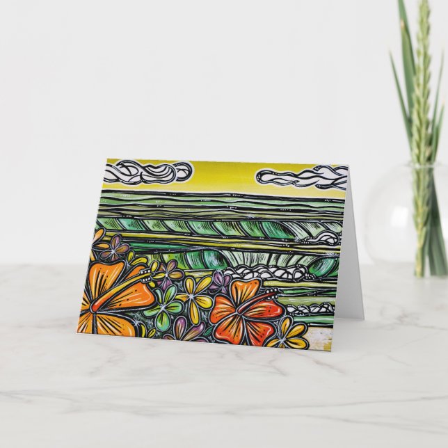 Cartão de saudação do Surf Hibiscus (Frente)