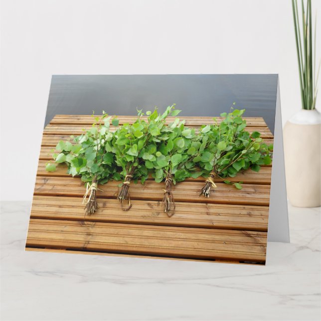 Cartão de saudação do tema sauna finlandês (Frente)