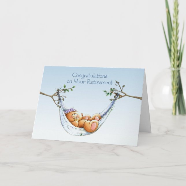 Cartão de Saudação do Urso de Aposentação Hammock (Frente)