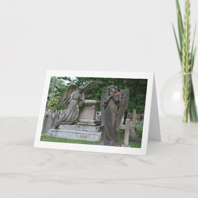 Cartão de saudação do vazio: Anjos com Flor (Frente)