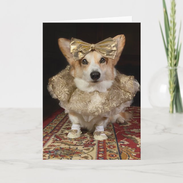 Cartão de saudação do Vazio Ballerina Corgi (Frente)