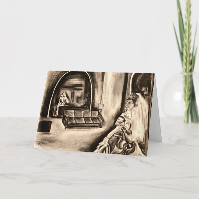 Cartão de Saudação do VAZIO de Desenho de Carvão B (Frente)