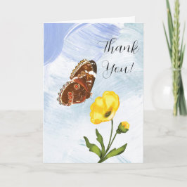 Cartão de Saudação Dobrada de Borboleta e Flor