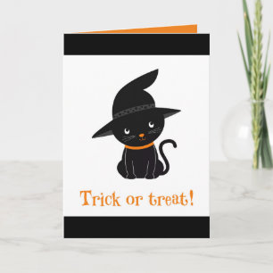 Cartão De Saudação Dobrada De Gatinho De Trick Ou 