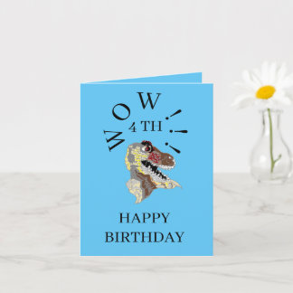 Cartão de saudação dobrado; 4. º ANIVERSÁRIO PARA