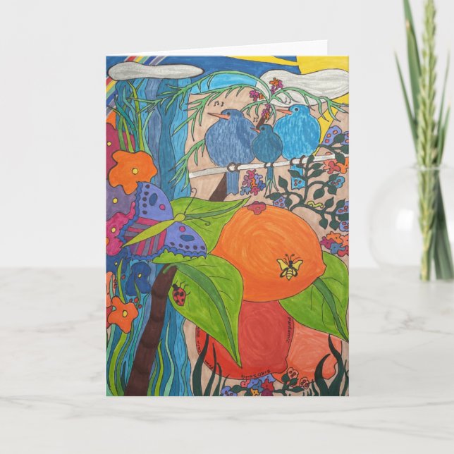 Cartão de saudação dobrado 5" x 7" "Música de páss (Frente)