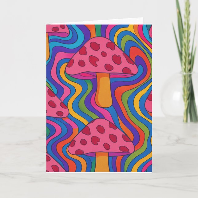 Cartão de Saudação Dobrado com Cogumelo Psicotrópi (Frente)