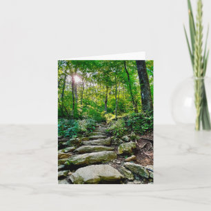 Cartão de saudação dobrado com foto do caminho da 