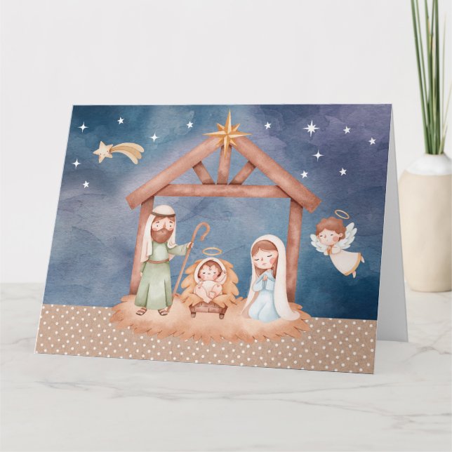 Cartão de Saudação Dobrado com Ilustração de Nativ (Frente)