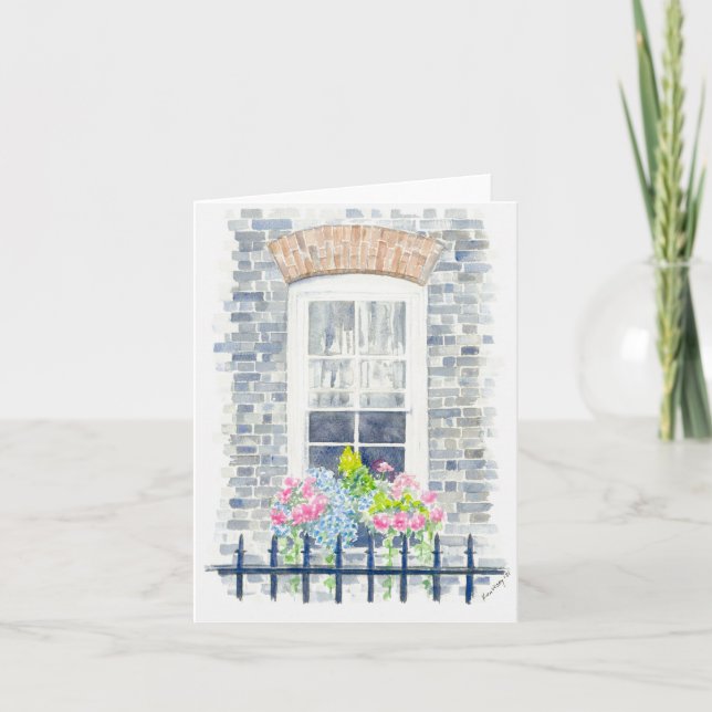 Cartão de saudação dobrado com pintura a aquarela (Frente)