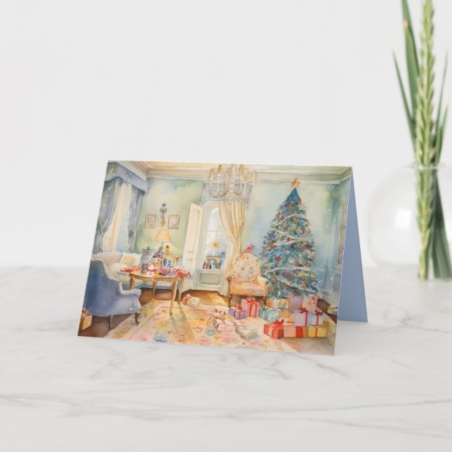 Cartão de Saudação Dobrado da Manhã de Natal (Frente)